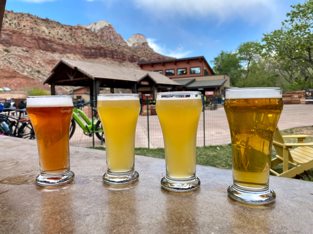 Beer flight at Zion Brewery